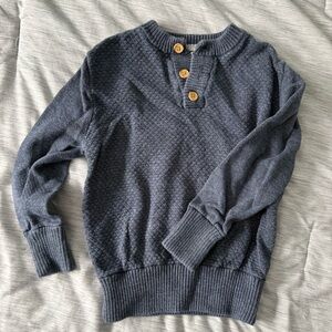 Boy’s Navy Textured Knit Pullover Sweater with Button Placket (Size 4/5)